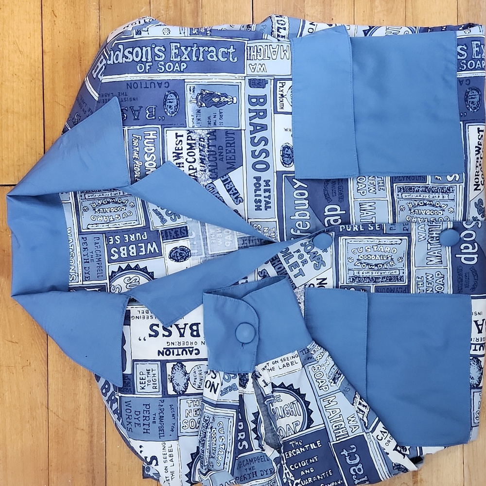 Vintage Graphic Soap Label Print Button-Up Shirt - Picture 11 of 11